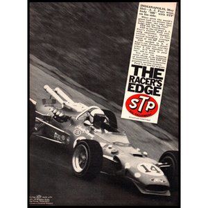 1967 STP Oil Treatment The Racer's Edge Vintage Print Ad AJ Foyt Indy Wall Art